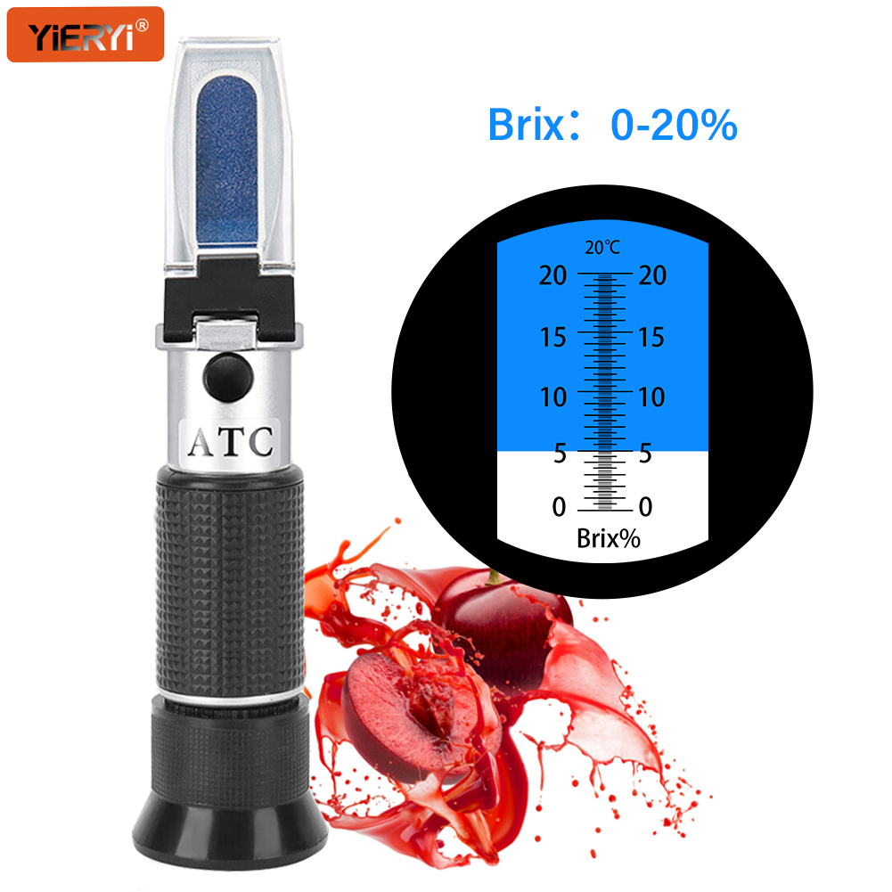 Wine Beer Juice - YIERYI Brix Refractometer 0-20% ATC Handheld