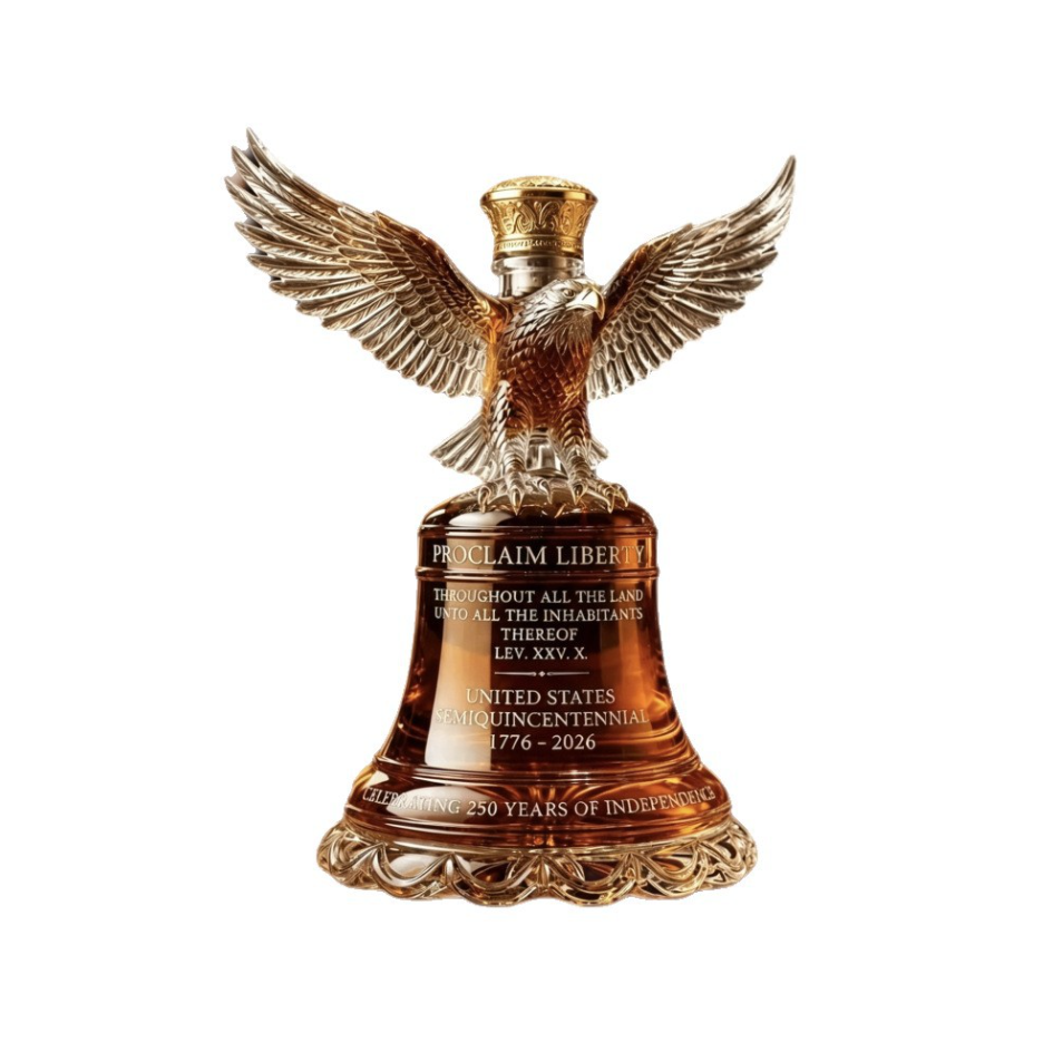 Wine Beer And Spirits - Liberty Bell Eagle Crystal Liquor Bottle