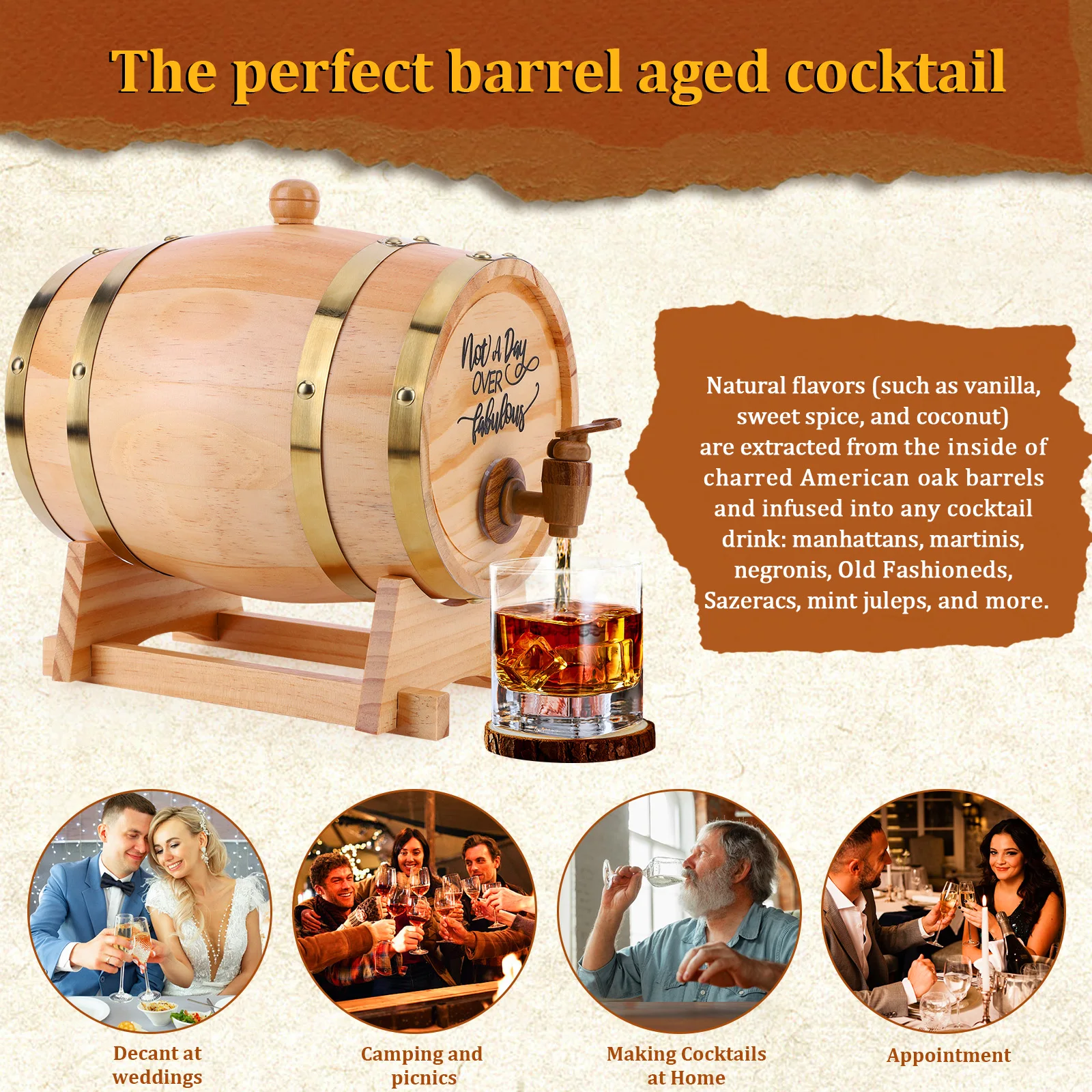 3L Wooden Whiskey Barrel with  - Wine Beer The Whiskey review and price