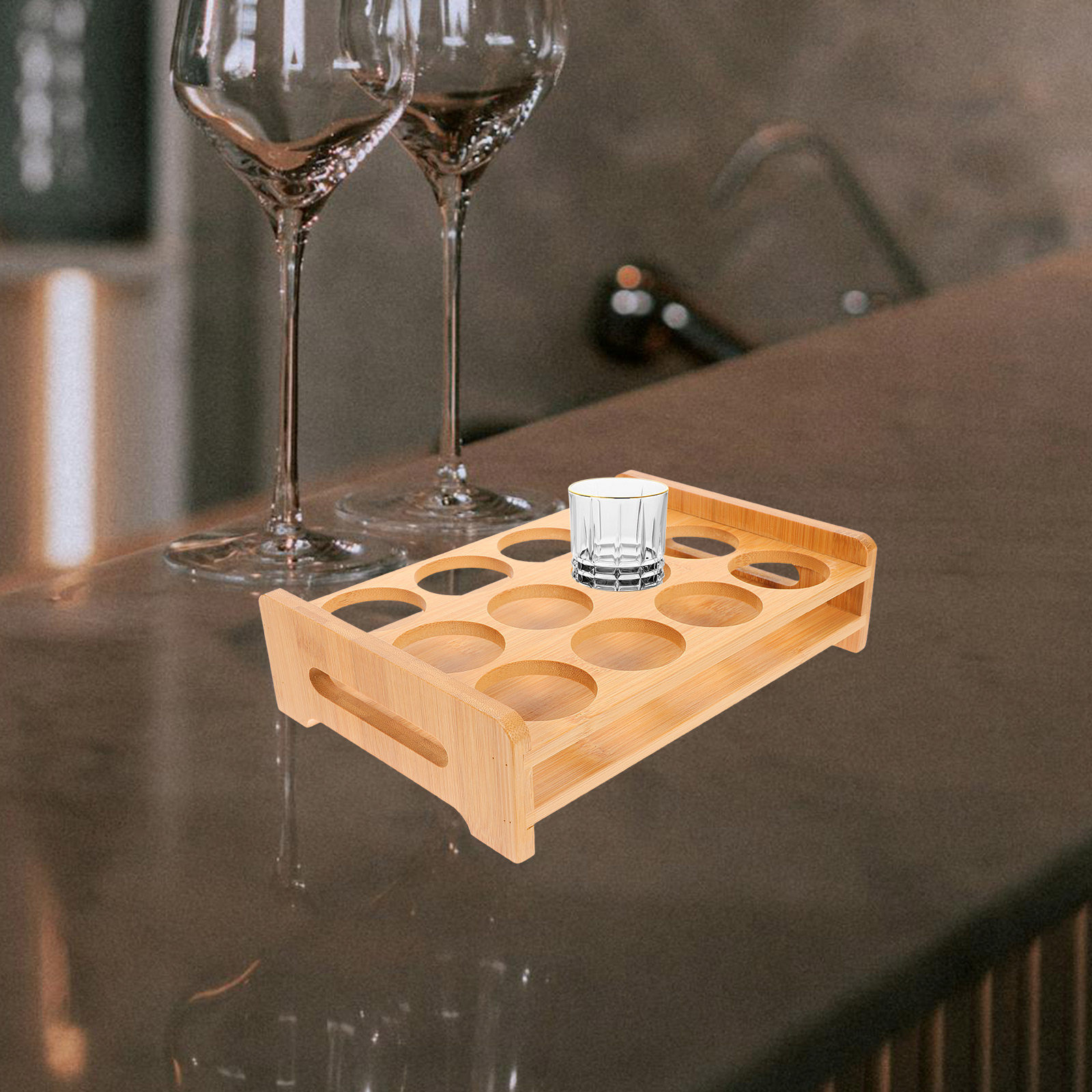 Bamboo Shot Glasses Holder Dis - Wine Beer The Whiskey review and price